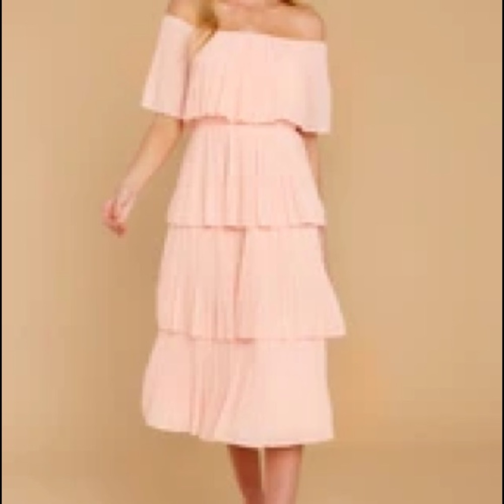 Red dress boutique Blush Pink tiered dress